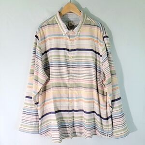 Carbon 2 Cobalt Men's Multicolored Striped Button Down Shirt Sz XL Double Cloth